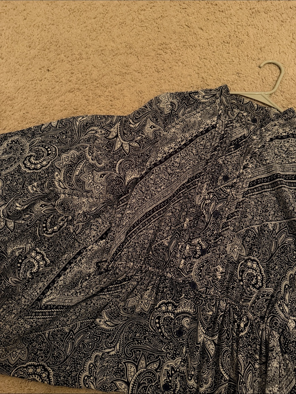 Michael Kors Black and White Paisley Midi Dress